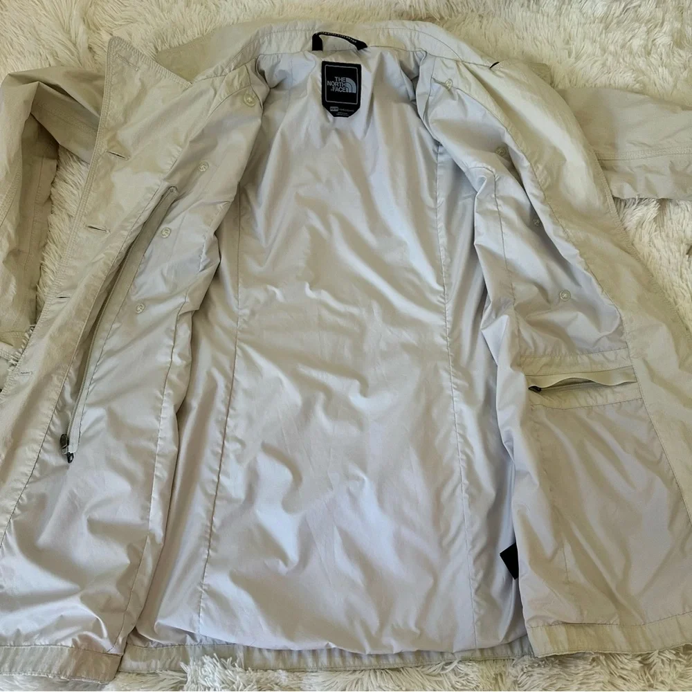 The North Face Off White Beige Trench Coat Jacket Women’s XS Double Breasted - Picture 12 of 13